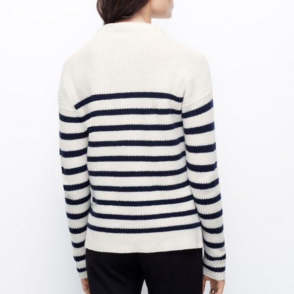 Ann Taylor XL Striped Funnel Neck Cashmere Sweater - Picture 3 of 4